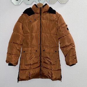 Steve Madden Kids Puffer Coat Fleece Hood Terracotta Large (14/ 16)